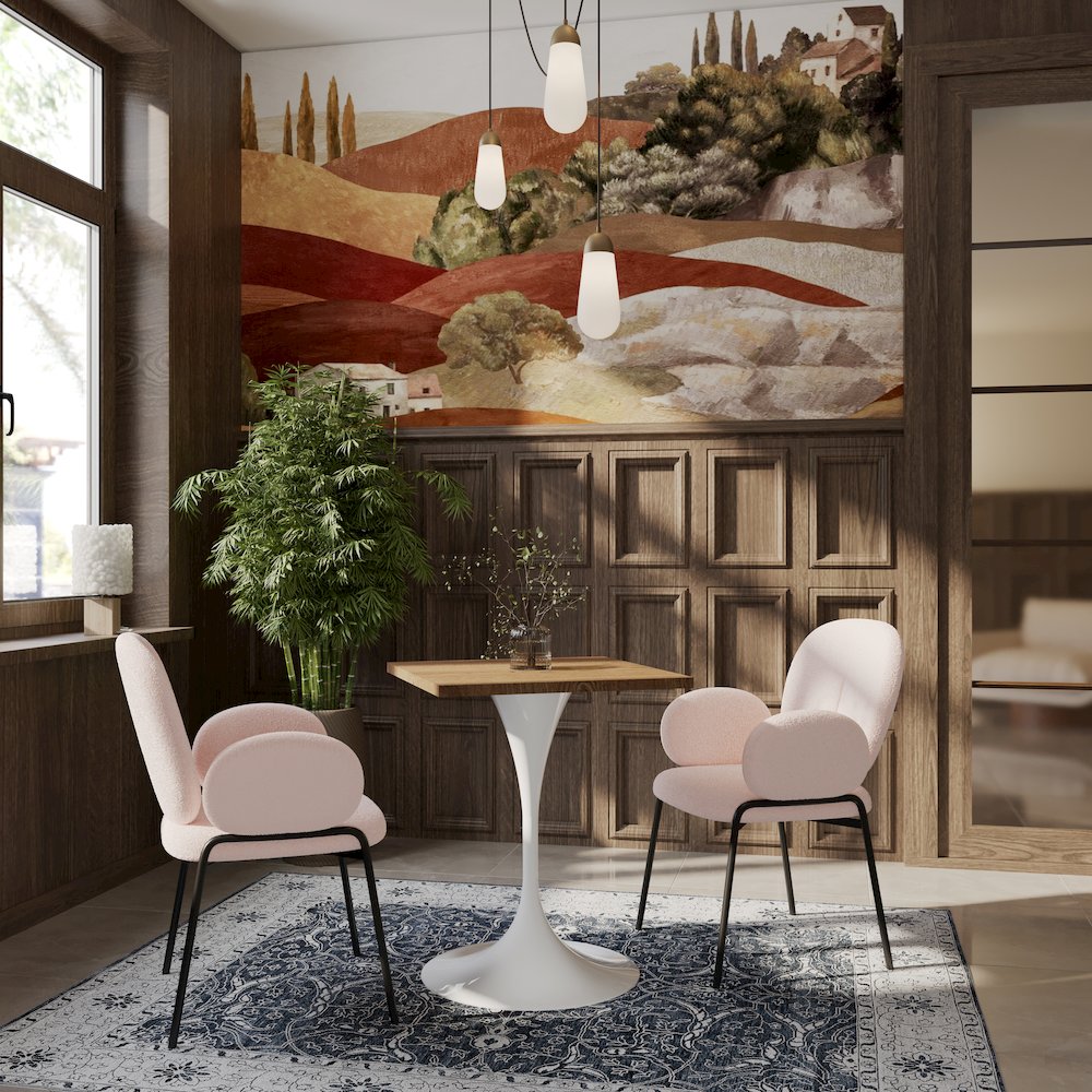 Verve Collection 24 Square Dining Table, White Base with Dark Maple MDF Top. Picture 6