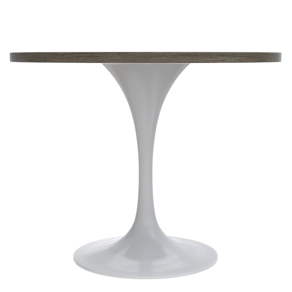 Verve Collection 36 Round Dining Table, White Base with Dark Maple MDF Top. Picture 4