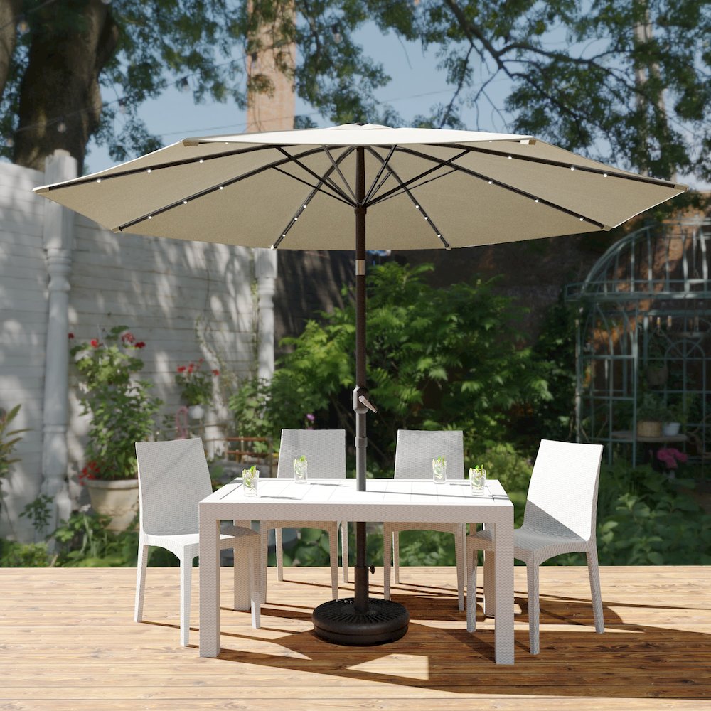 Sierra Outdoor Patio Umbrella with Base in Cream. Picture 5