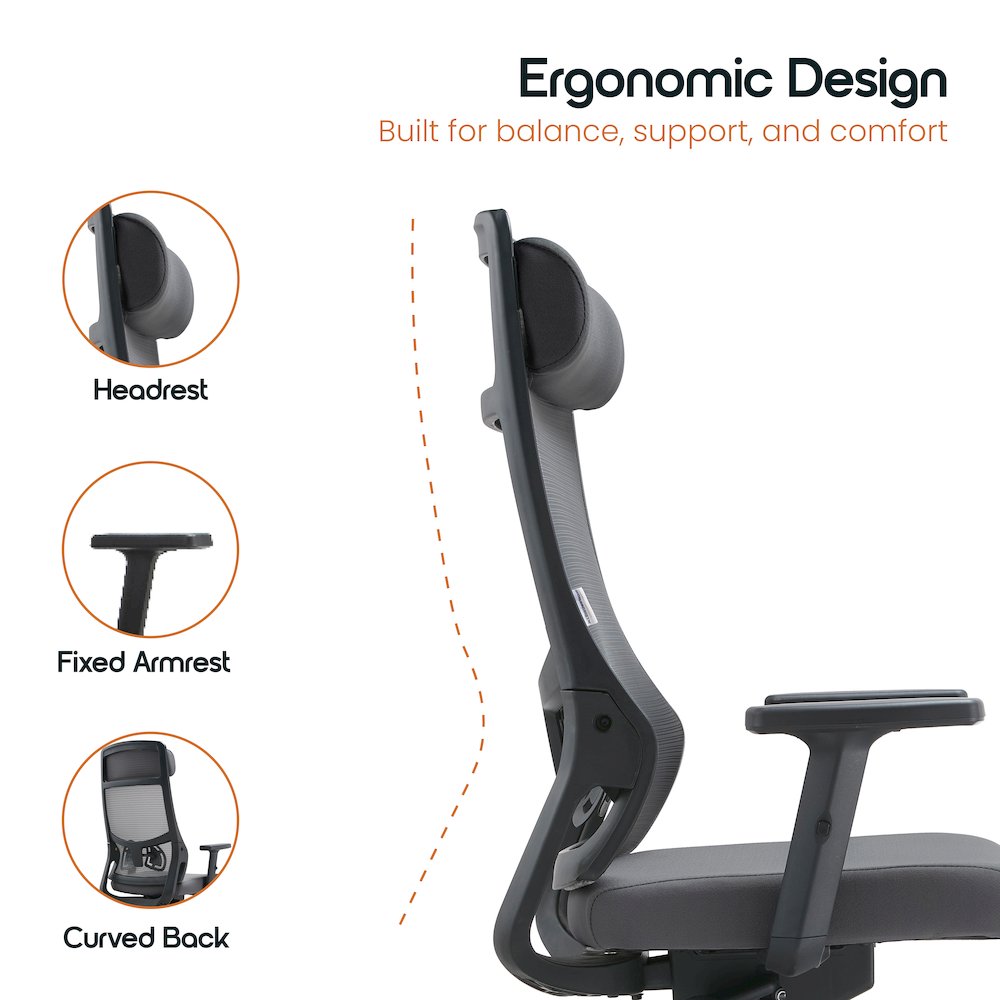 Office Dale Series Office Task Chair In Grey. Picture 18