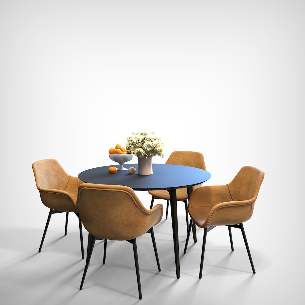 Markley Modern Leather Dining Arm Chair With Metal Legs. Picture 41