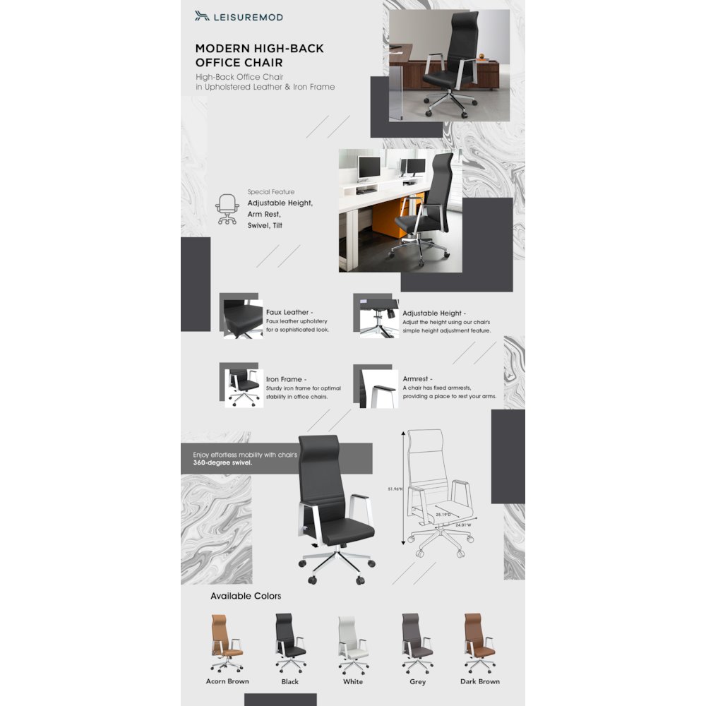 Aleen High-Back Office Chair in Black. Picture 31