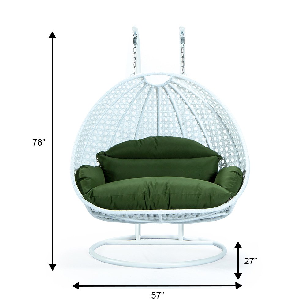 White Wicker Hanging 2 person Egg Swing Chair. Picture 12