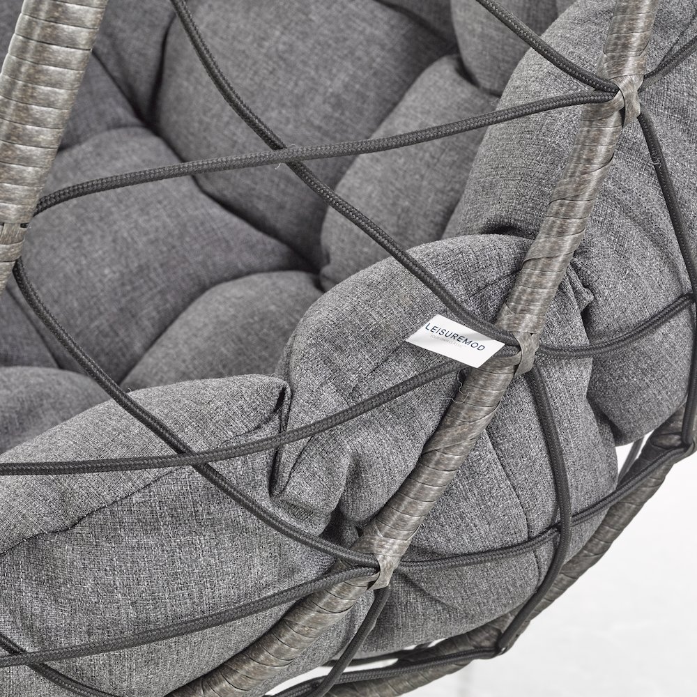 Summit Series Outdoor Egg Swing Chair In Black With CHarcoal Cushions. Picture 21