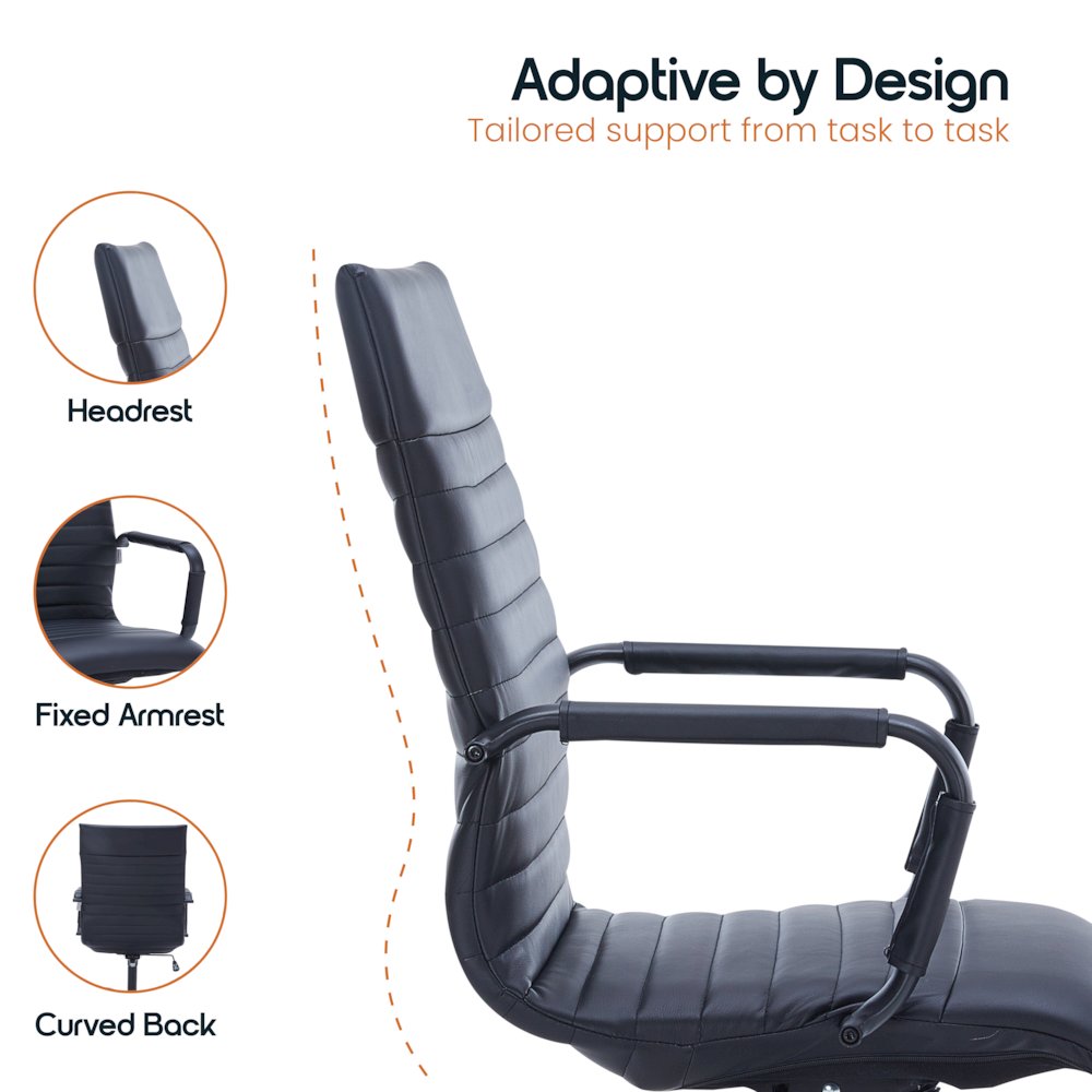 Harris Leather Home High-Back Office Chair in Black. Picture 9