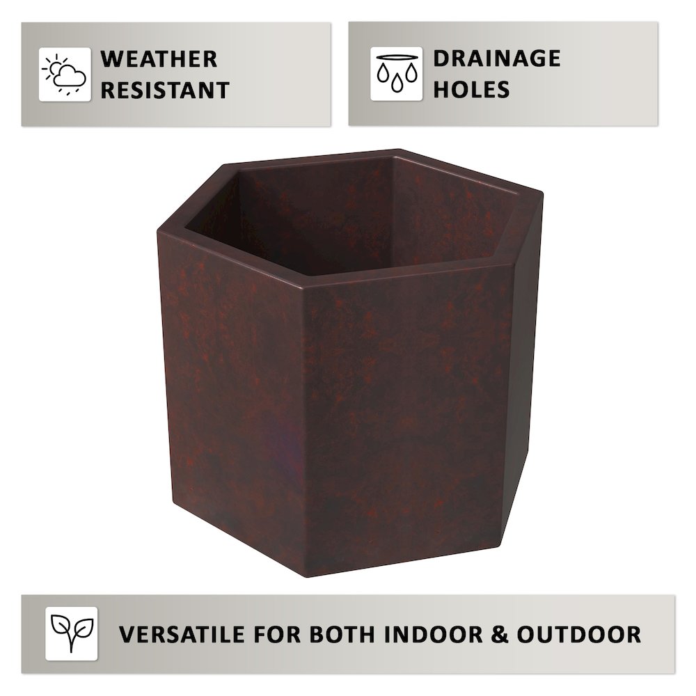Thicket Series Poly Stone Planter in Brown 11 High. Picture 14