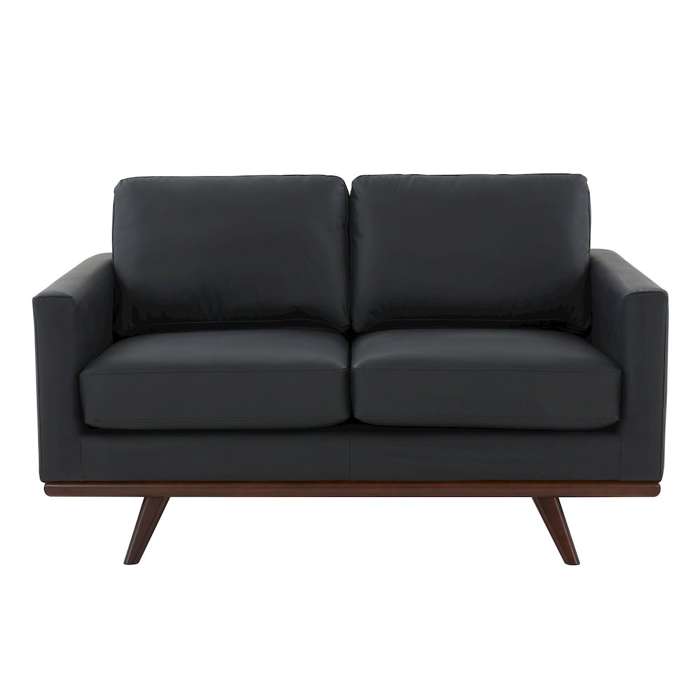 Chester Modern Leather Loveseat With Birch Wood Base. Picture 8