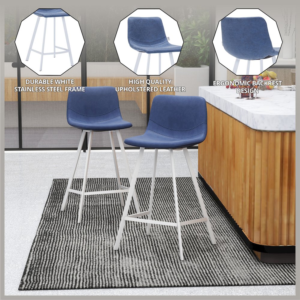 Elland - Counter stool - Peacock Blue - White Base. Picture 3