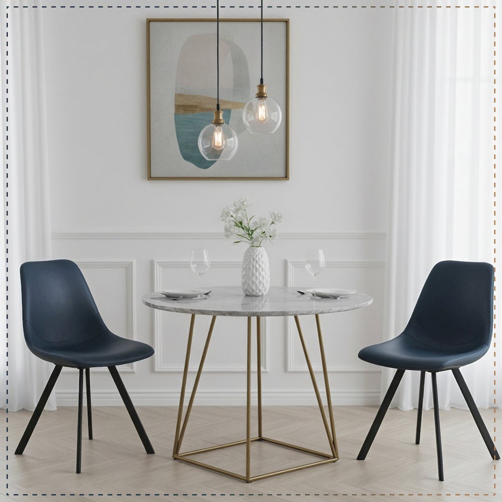 Markley Modern Leather Dining Chair With Metal Legs. Picture 7