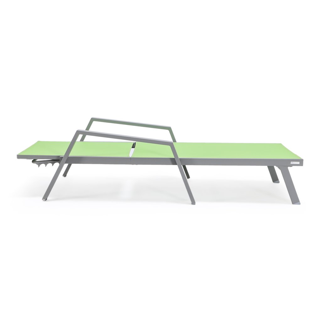 Marlin Patio Chaise Lounge Chair With Armrests in Grey Aluminum Frame. Picture 9