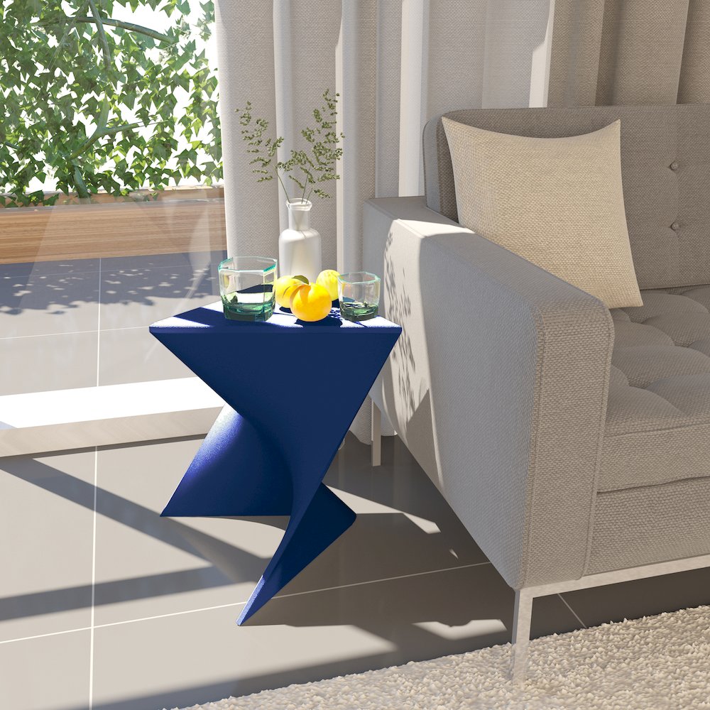 Randolph Modern Accent Side Table Indoor and Outdoor Use (Navy Blue) Set of 2. Picture 9
