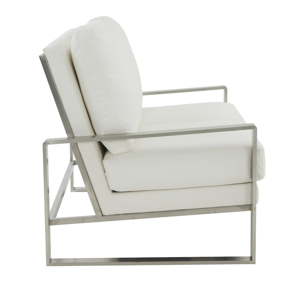 Jefferson Contemporary Modern Faux Leather Loveseat With Silver Frame. Picture 4