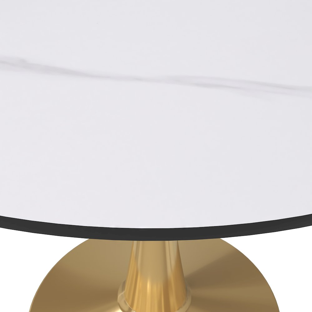 Bristol 40" round dining table Gold base with White Sintered stone Top. Picture 4