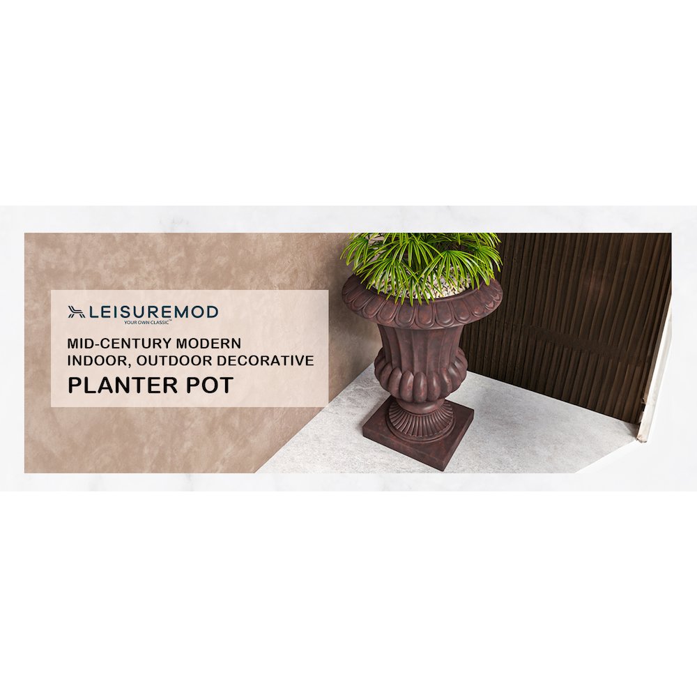 Lotus Series Poly Stone Planter in Brown, 20 Dia, 28 High. Picture 3