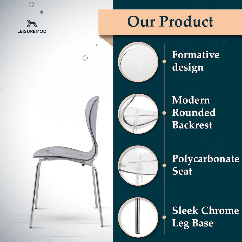 Modern Oyster Transparent Side Chair. Picture 5