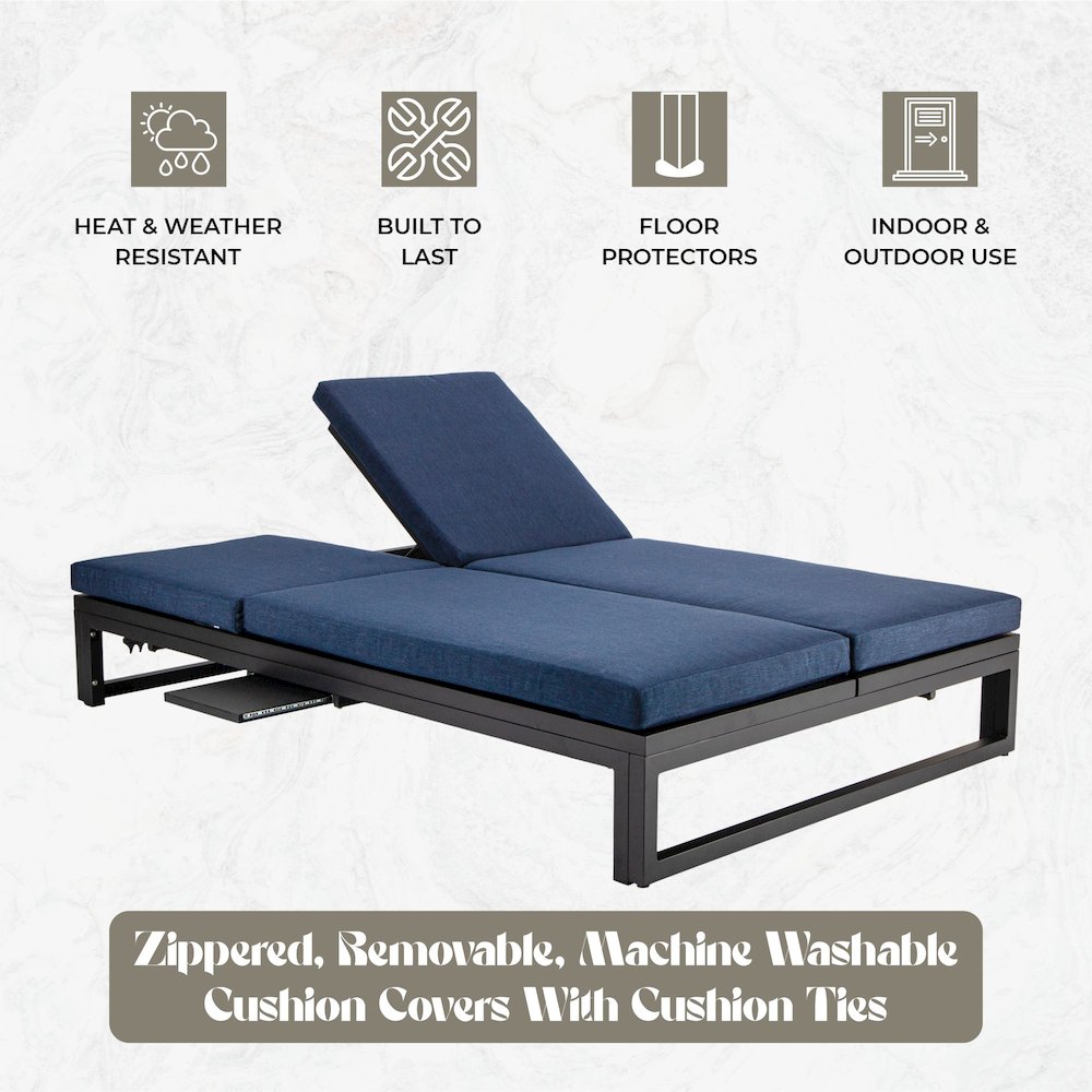Chelsea Convertible Lounge Reclining Double Chaise With Cushions. Picture 8