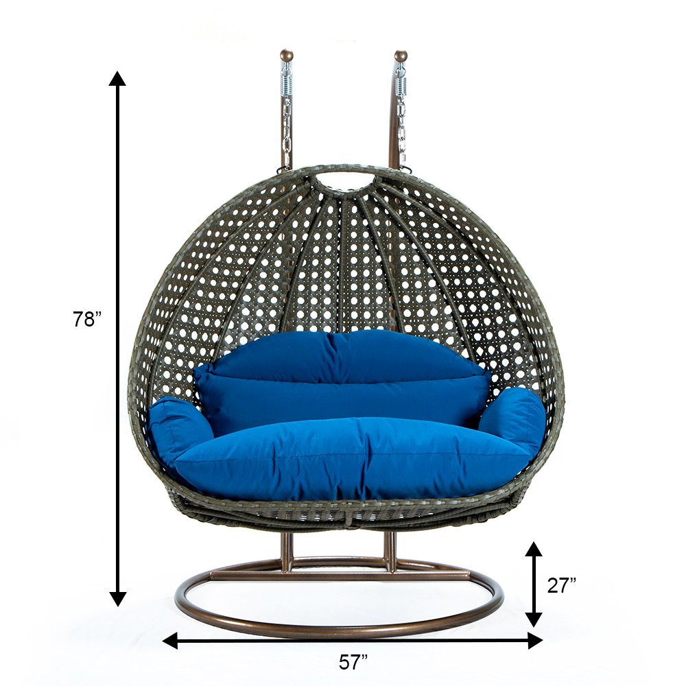 Beige Wicker Hanging 2 person Egg Swing Chair. Picture 12