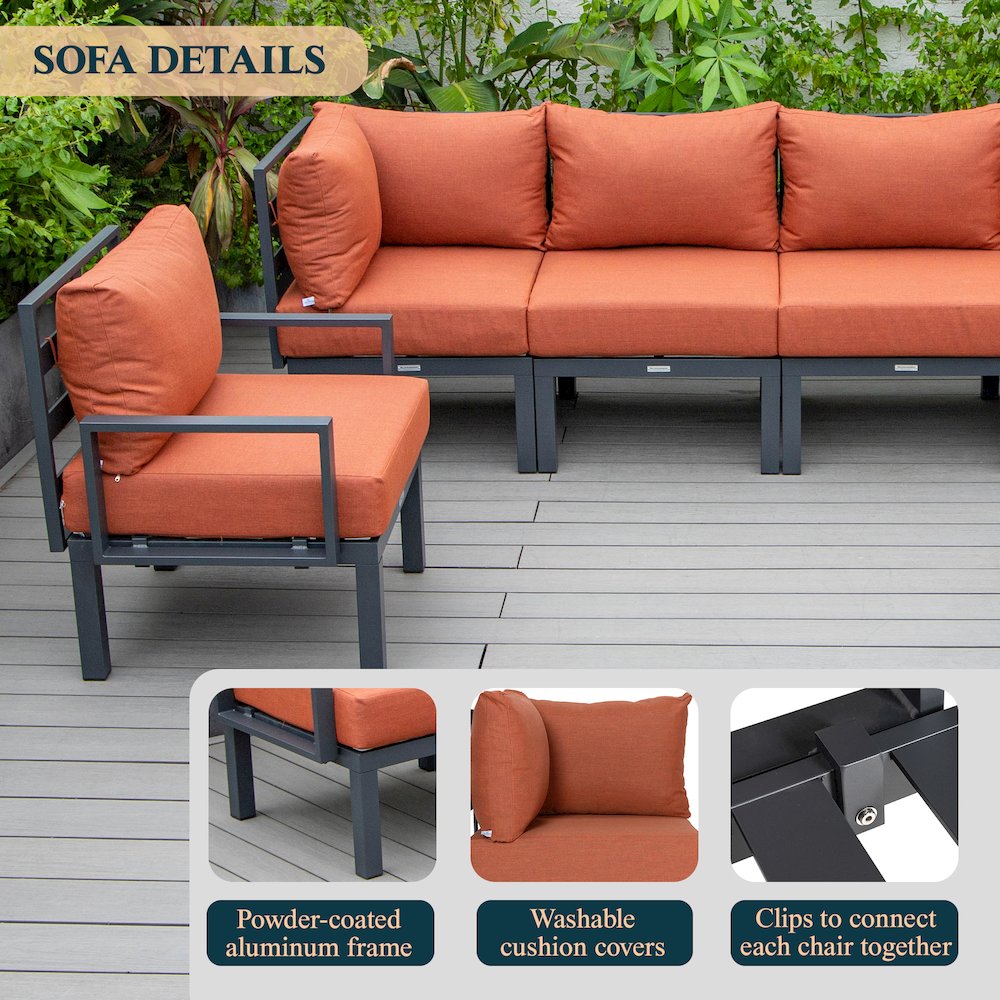 Chelsea 6-Piece Patio Sectional Black Aluminum With Cushions. Picture 33