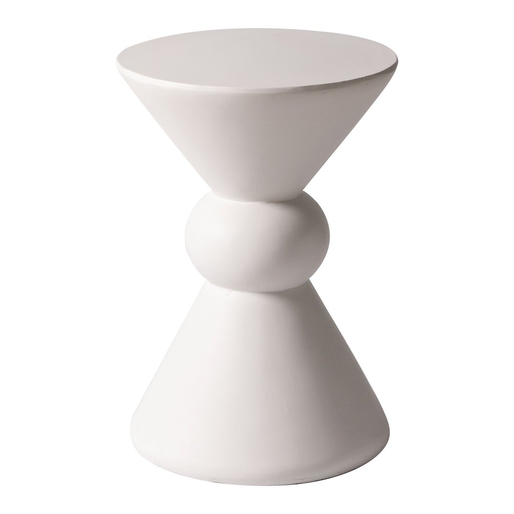 Echo Collection Fiberglass Outdoor Side Table in Cream. Picture 14
