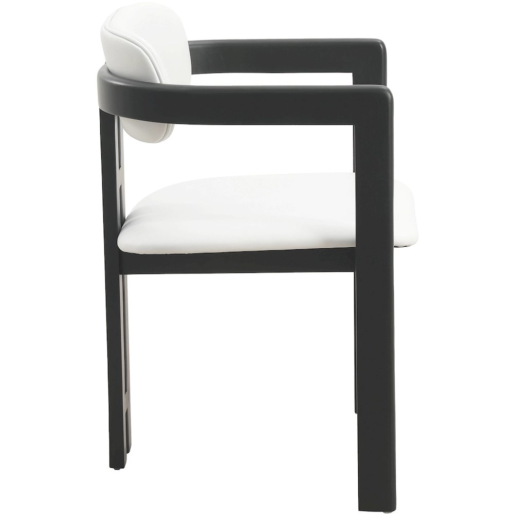 Velo Series Modern Dining Chair in Black Wood with Off White Seat. Picture 9