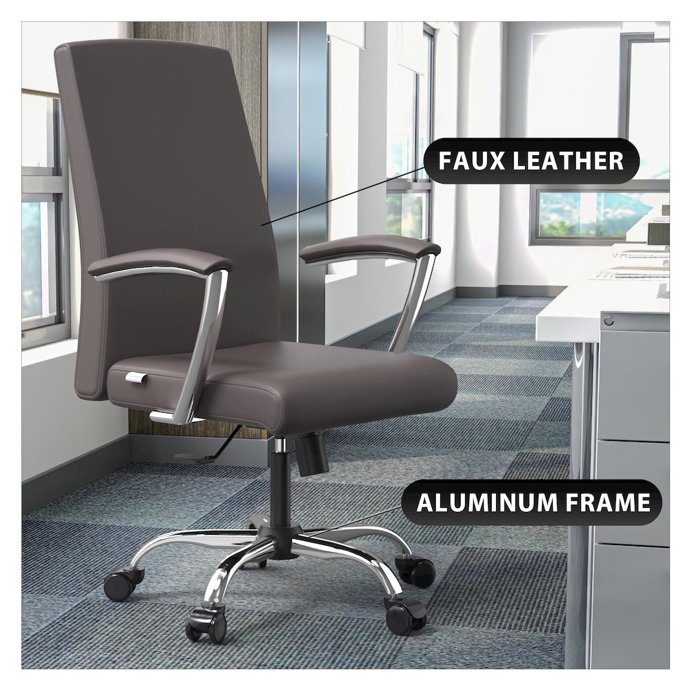 Evander Series Office Chair in Grey Leather. Picture 11