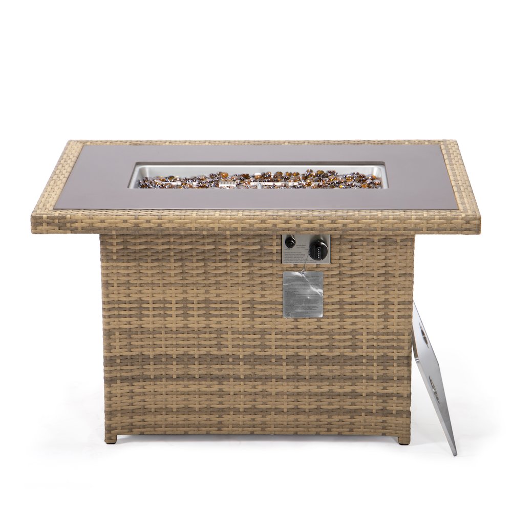 Mace Wicker Patio Modern Propane Fire Pit Table. Picture 8