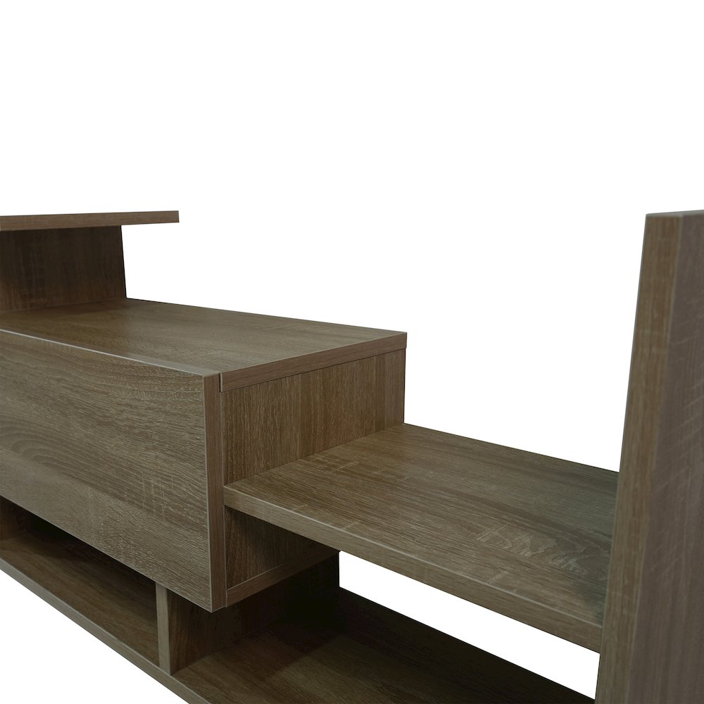 Surrey Modern TV Stand with MDF Shelves and Bookcase in Oak Wood. Picture 20