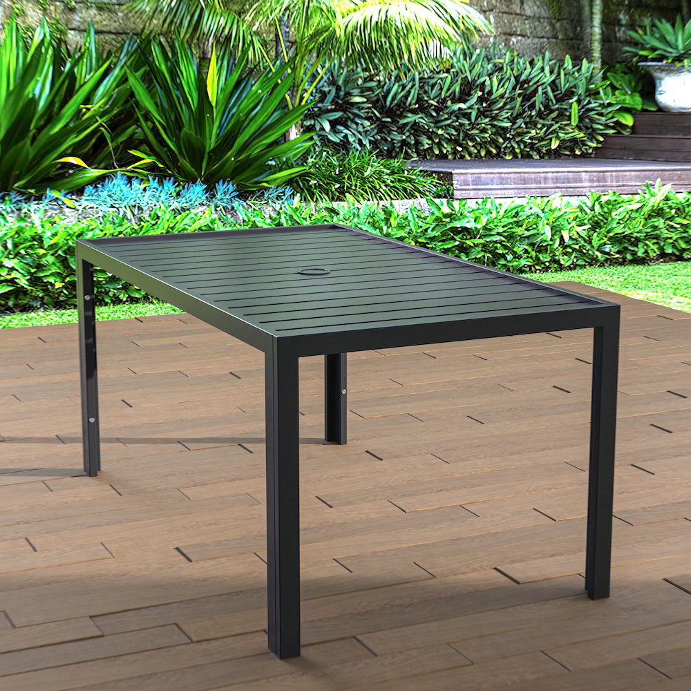 Chelsea Aluminum Outdoor 63" Dining Table in Black. Picture 20