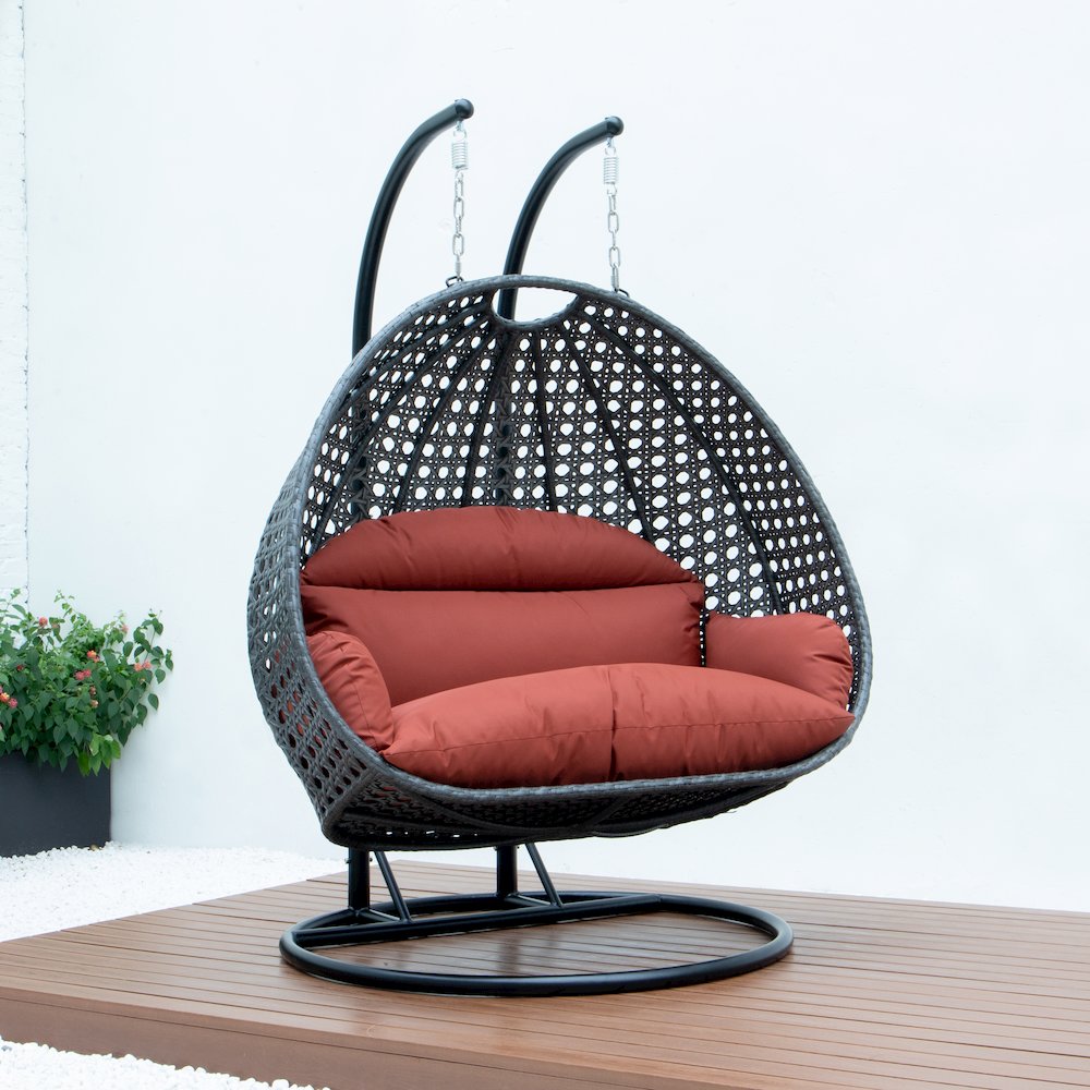 Charcoal Wicker Hanging 2 person Egg Swing Chair. Picture 6