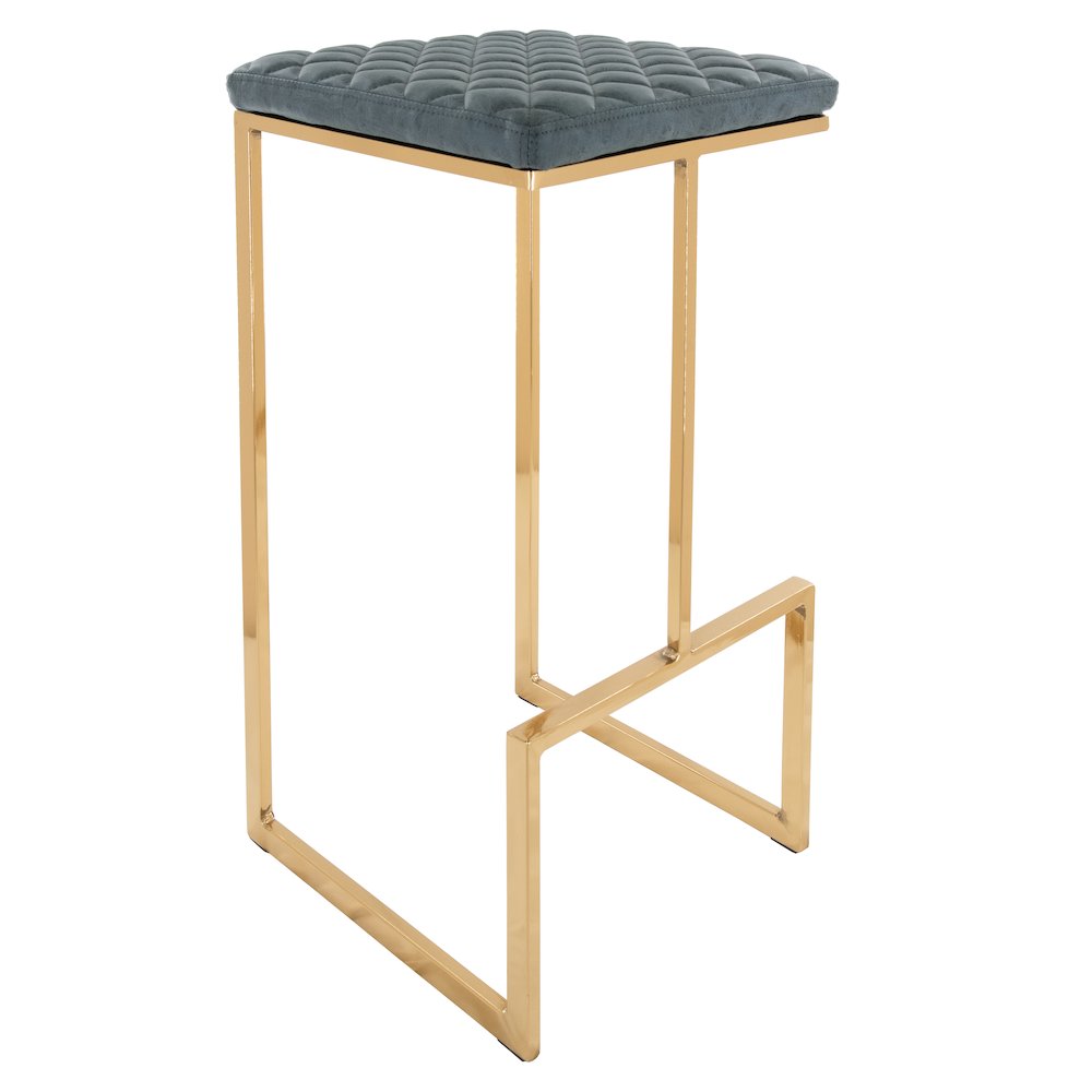 Quincy Quilted Stitched Leather Bar Stools With Gold Metal Frame. Picture 1