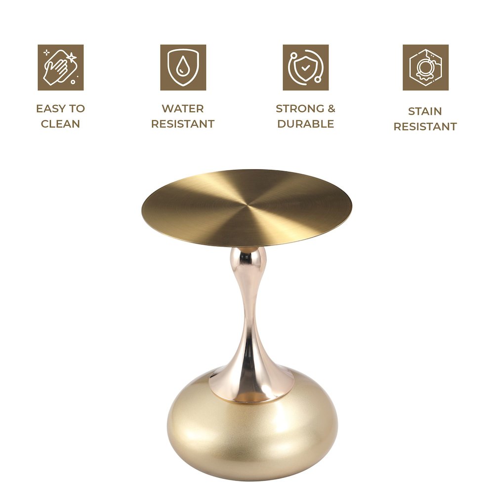 Savoy Collection Modern End Table In Gold With Gold Top. Picture 24