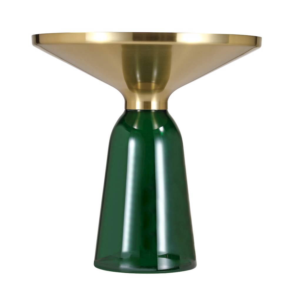 Tully Collection Glass side Table Green glass, Gold Rim with Black Glass top. Picture 11