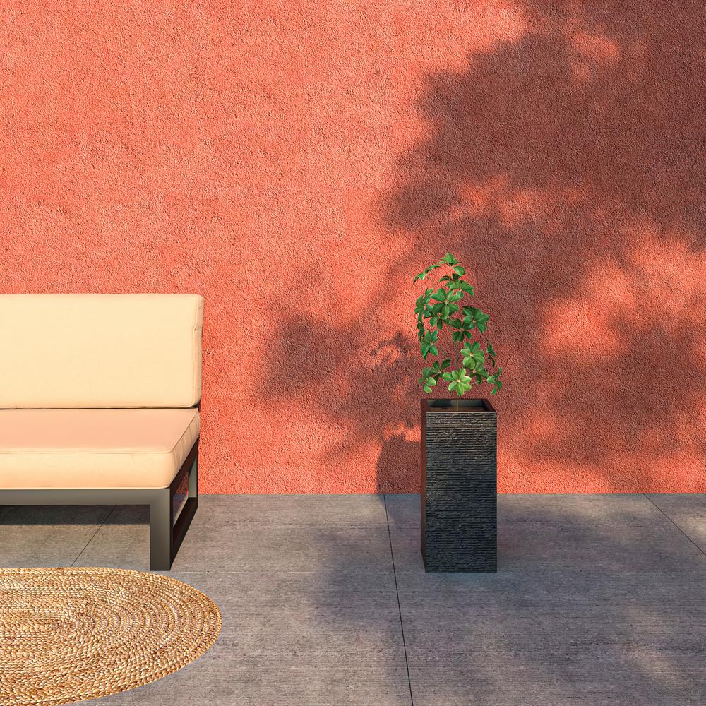 Basalt Series Poly Stone Planter 8.7" Square 19.7" High in Black. Picture 5