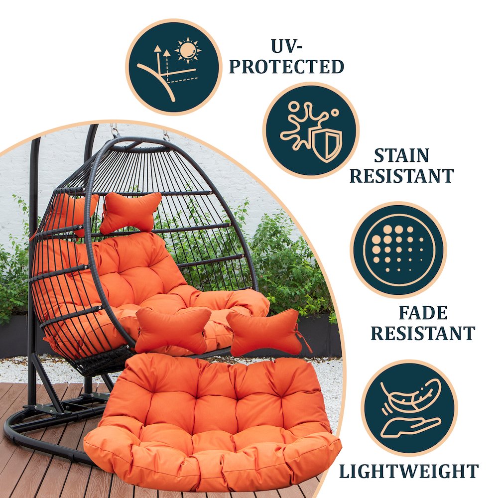Wicker 2 Person Double Folding Hanging Egg Swing Cushion. Picture 4
