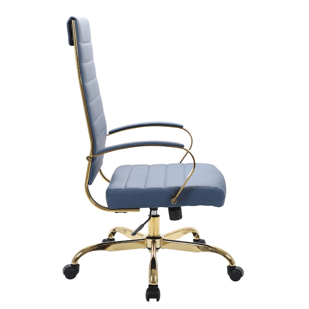 Benmar High-Back Leather Office Chair With Gold Frame. Picture 9
