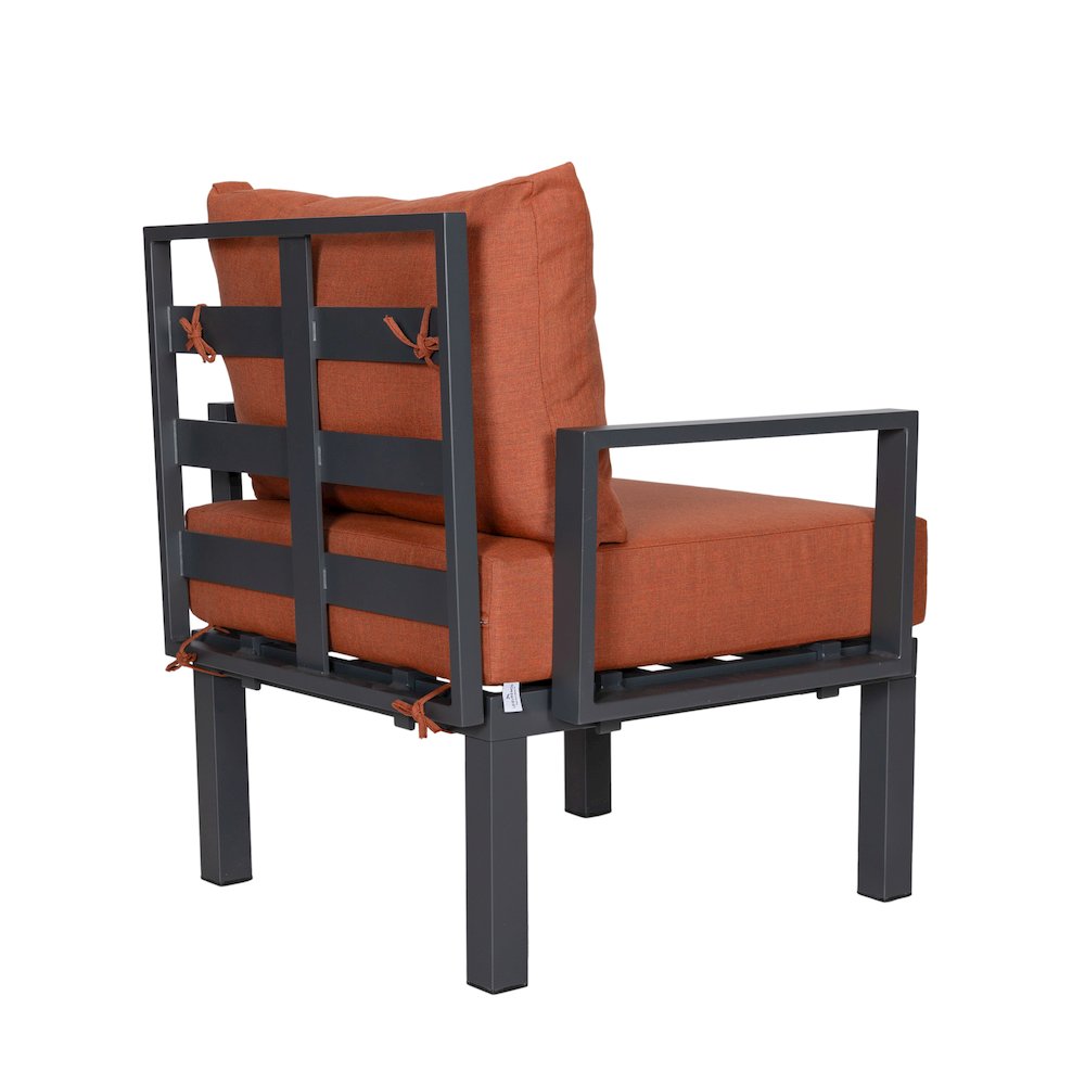 Chelsea 7-Piece Patio Sectional And Fire Pit Table Black Aluminum With Cushions. Picture 19