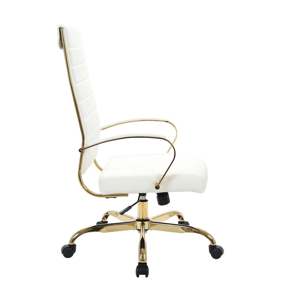 Benmar High-Back Leather Office Chair With Gold Frame. Picture 9