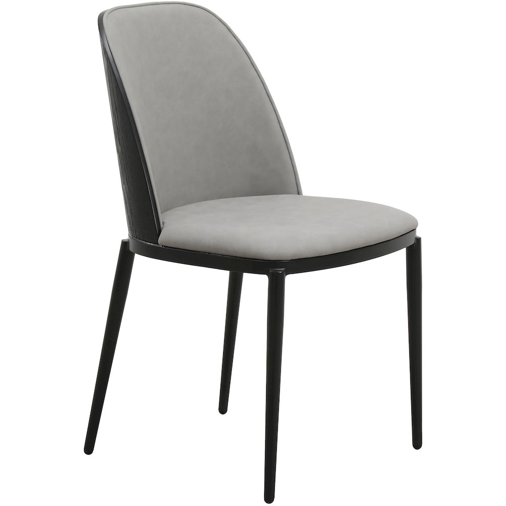 Tule Collection Dining Chair, Black Frame With Light Grey Leather. Picture 3