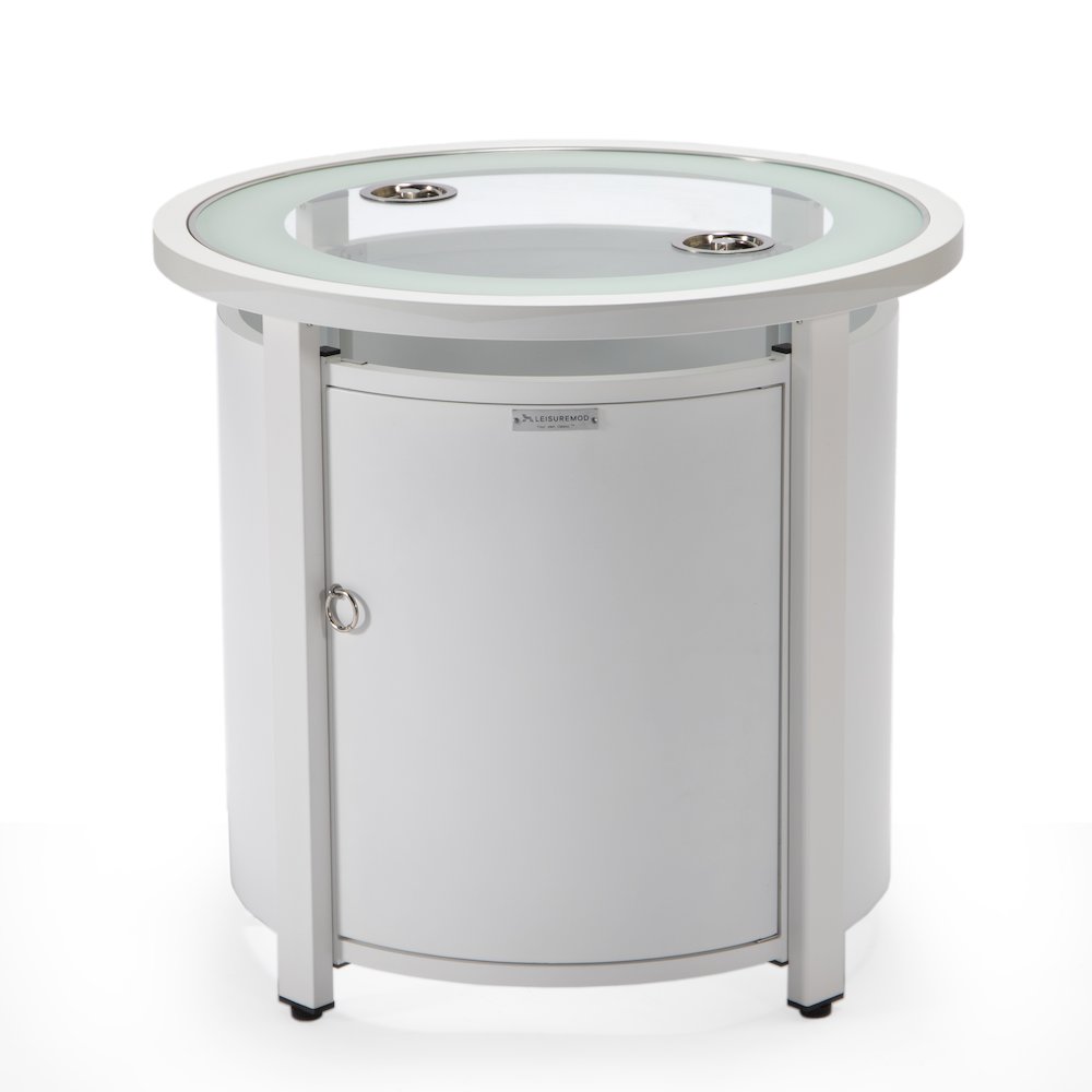 Walbrooke Patio Round Fire Pit and Tank Holder in White. Picture 16