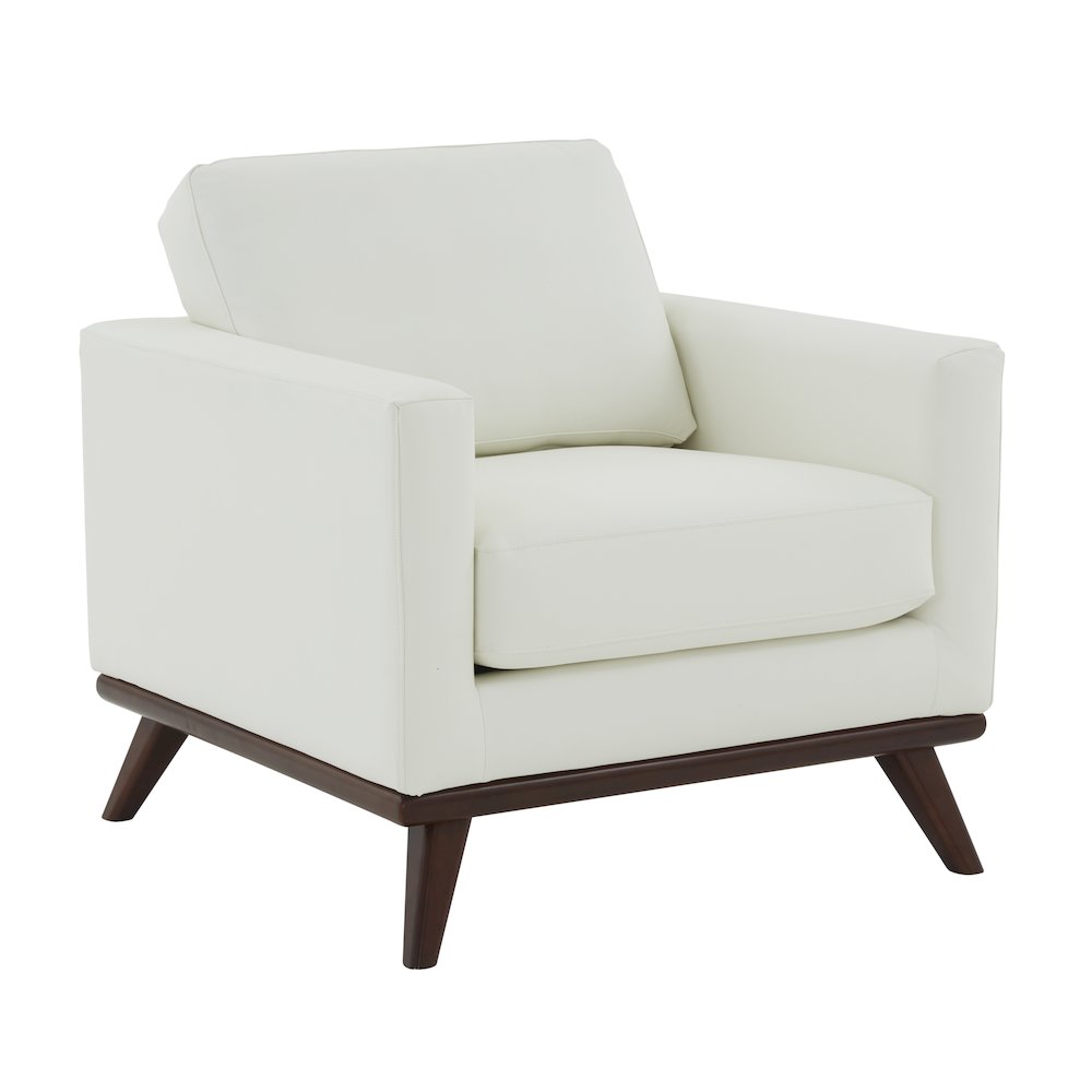 Chester Modern Leather Accent Arm Chair With Birch Wood Base. Picture 2