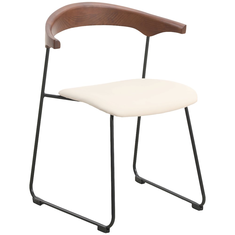 Lyra Collection Modern Chair in Walnut Color back and Taupe Seat. Picture 8
