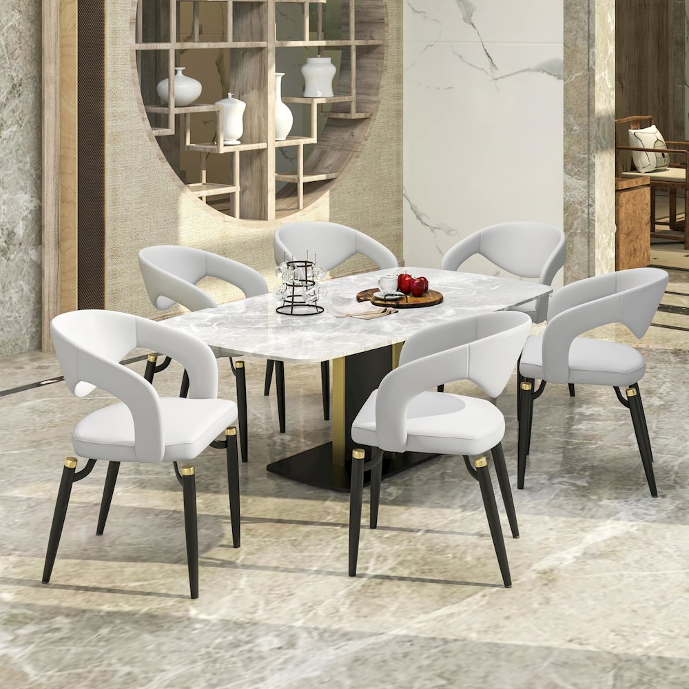 Entice Collection Modern Dining Chair Set of 2 in White. Picture 3