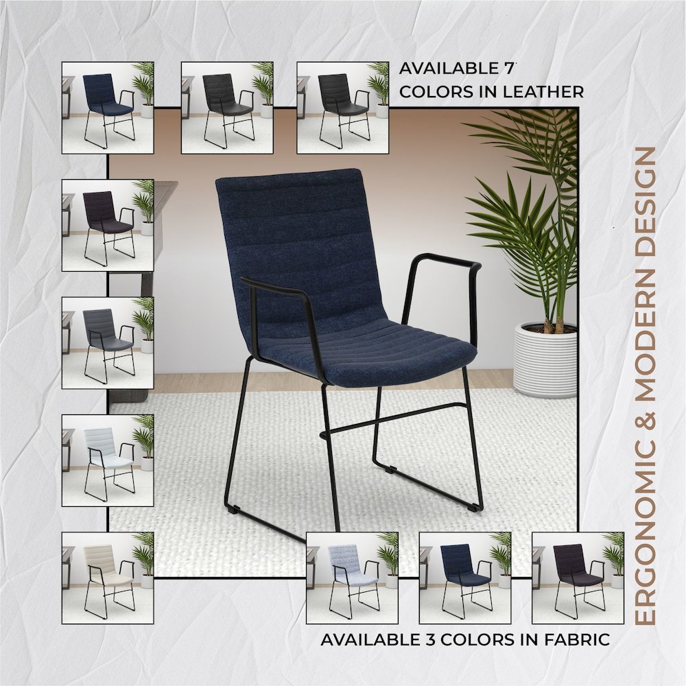 Zylar Series Office Guest Arm Chair in Dark Blue Fabric. Picture 14