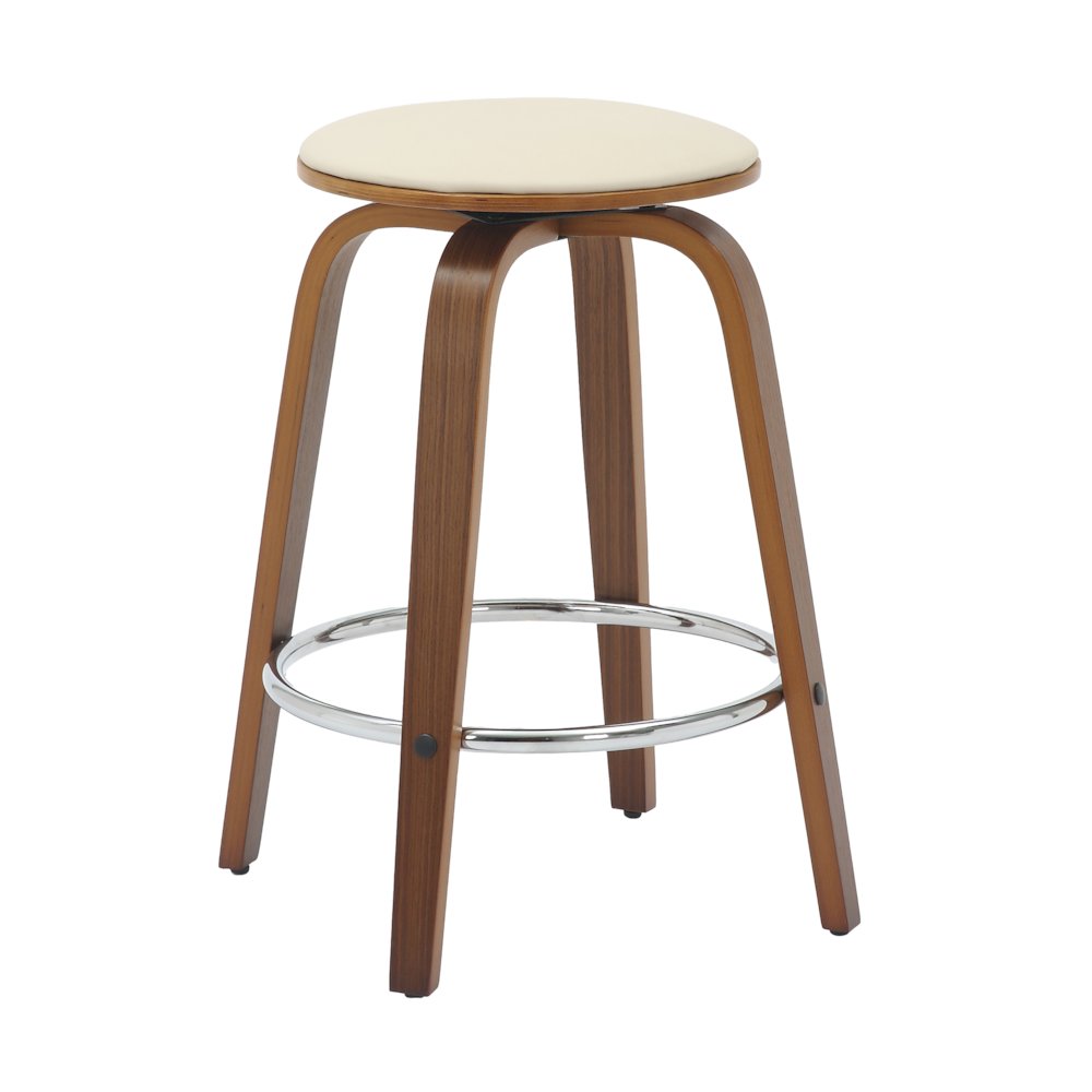 Wooden Counter Stool Pelya Collection Modern Style Walnut color in Light Taupe. Picture 4