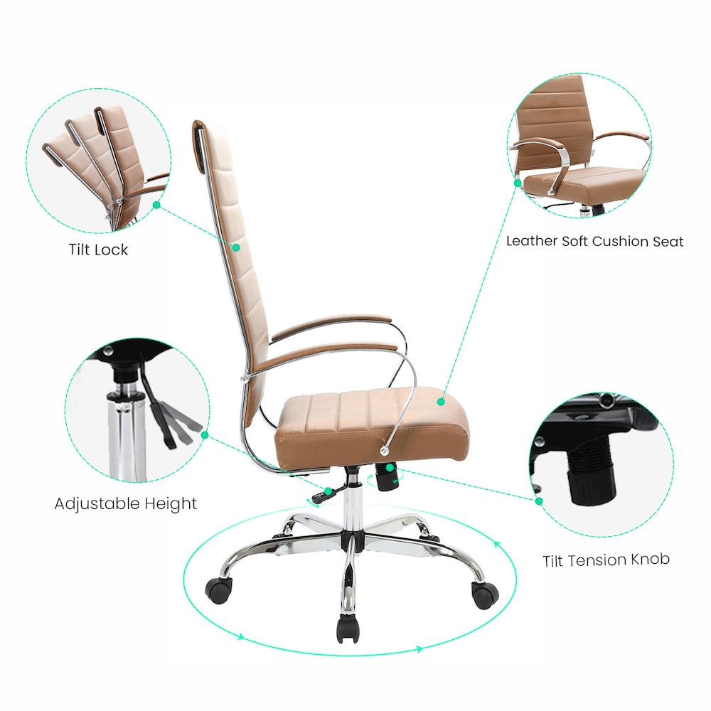 Benmar High-Back Leather Office Chair. Picture 6
