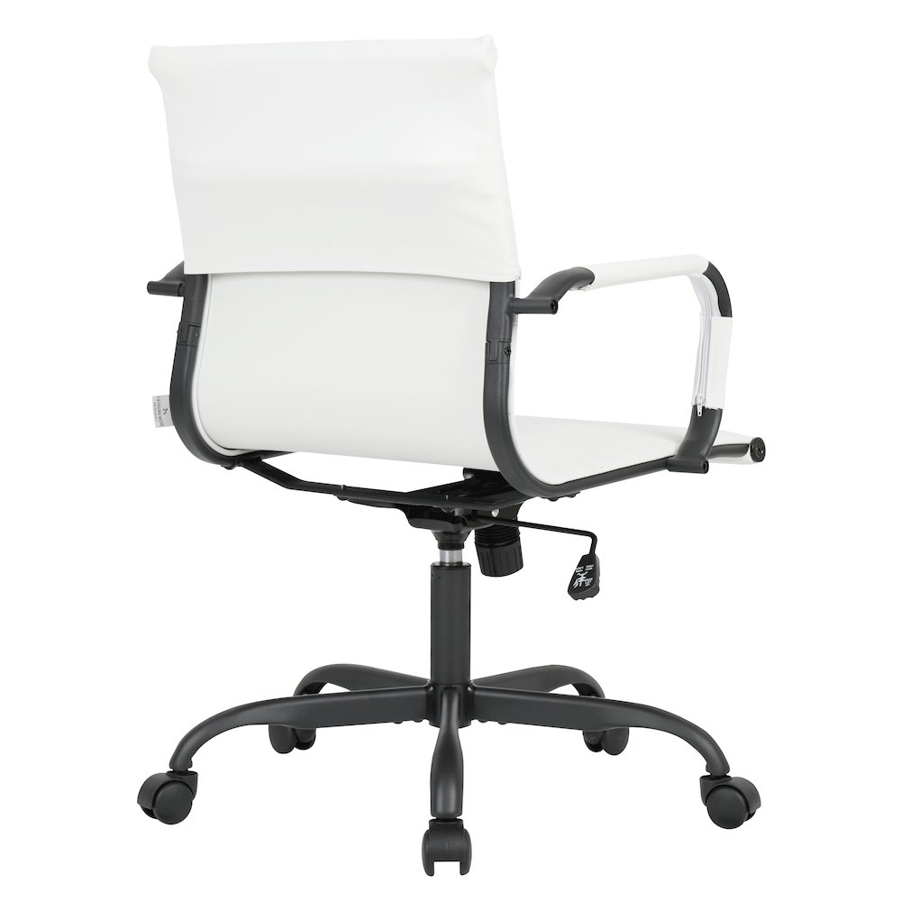 Harris Leather Home Office Chair in White With Black Frame. Picture 5