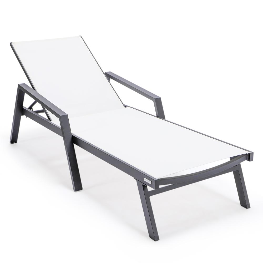Marlin Patio Chaise Lounge Chair With Armrests in Black Aluminum Frame. Picture 1