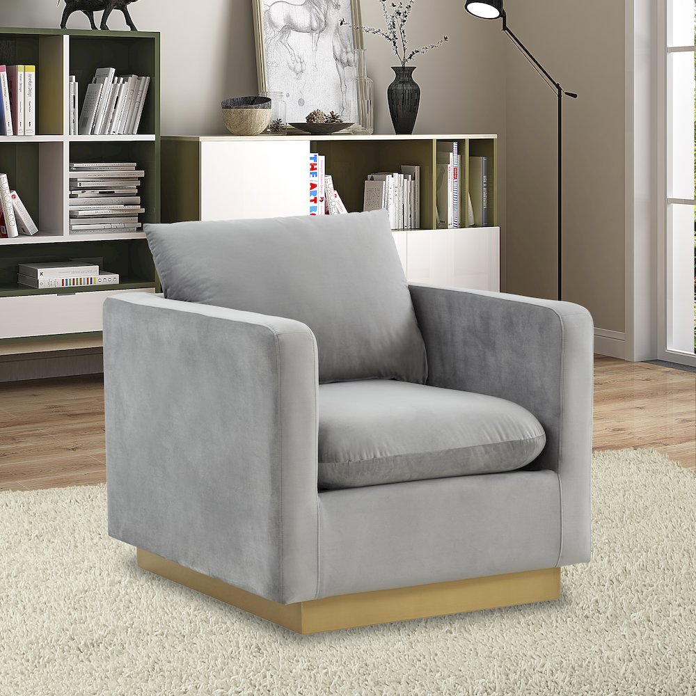 Nervo Velvet Accent Armchair With Gold Frame. Picture 3