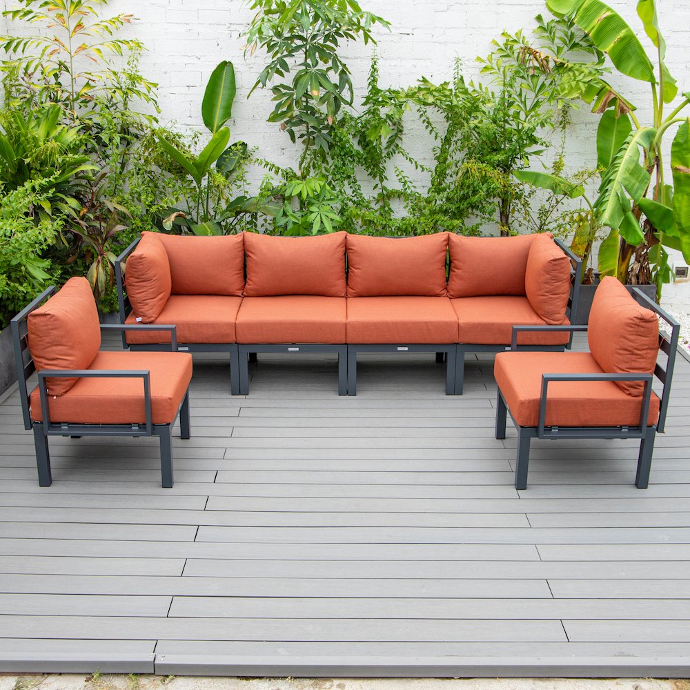 Chelsea 6-Piece Patio Sectional Black Aluminum With Cushions. Picture 1