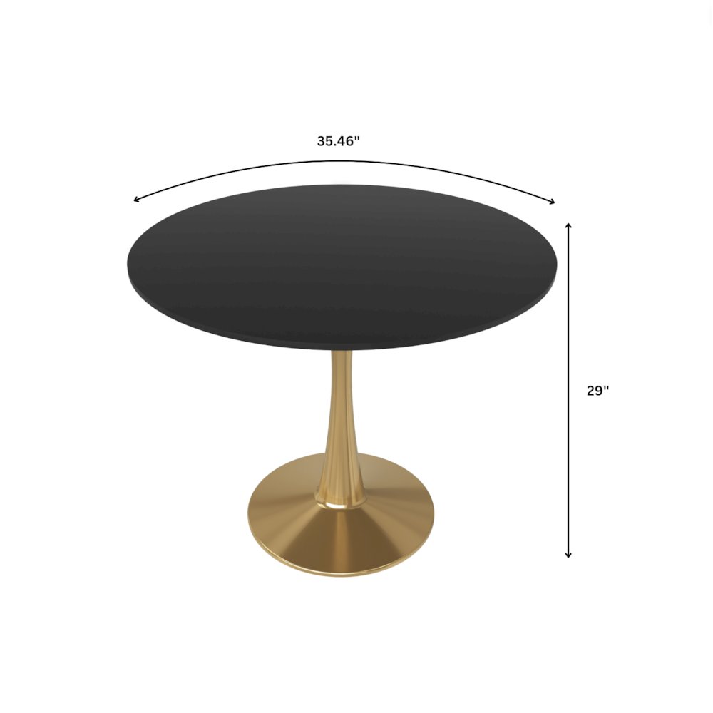 Bristol 35" round dining table Gold Base With Black Top. Picture 22